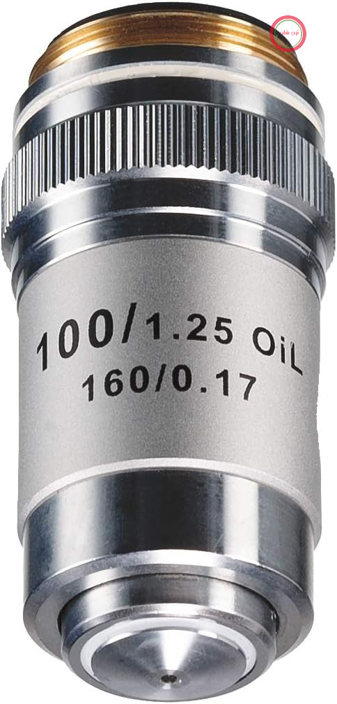 عدسی شیئی Bresser - 5941300 - میکروسکوپ آکروماتیک ACR-100x (روغنی، میکروسکوپ) | دیافراگم عددی 1.25، فاصله کانونی پارفوکال 45 میلی‌متر، اصلاح لغزشی 0.17 میلی‌متر، محافظ نمونه، فقط برای استفاده با روغن ایمرسیون