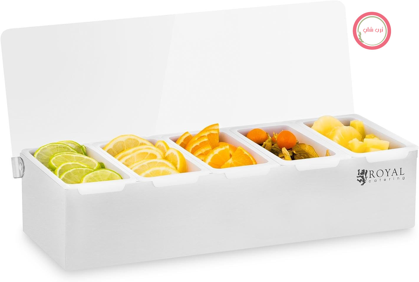 ظرف غذای جانبی رویال کترینگ آلمان Royal Catering مدل RCCBP 5 (استیل ضد زنگ، 5 ظرف، ظرفیت هر ظرف: 450 میلی لیتر، پوشش پلی پروپیلن، 38 × 15 × 8.8 سانتی متر)