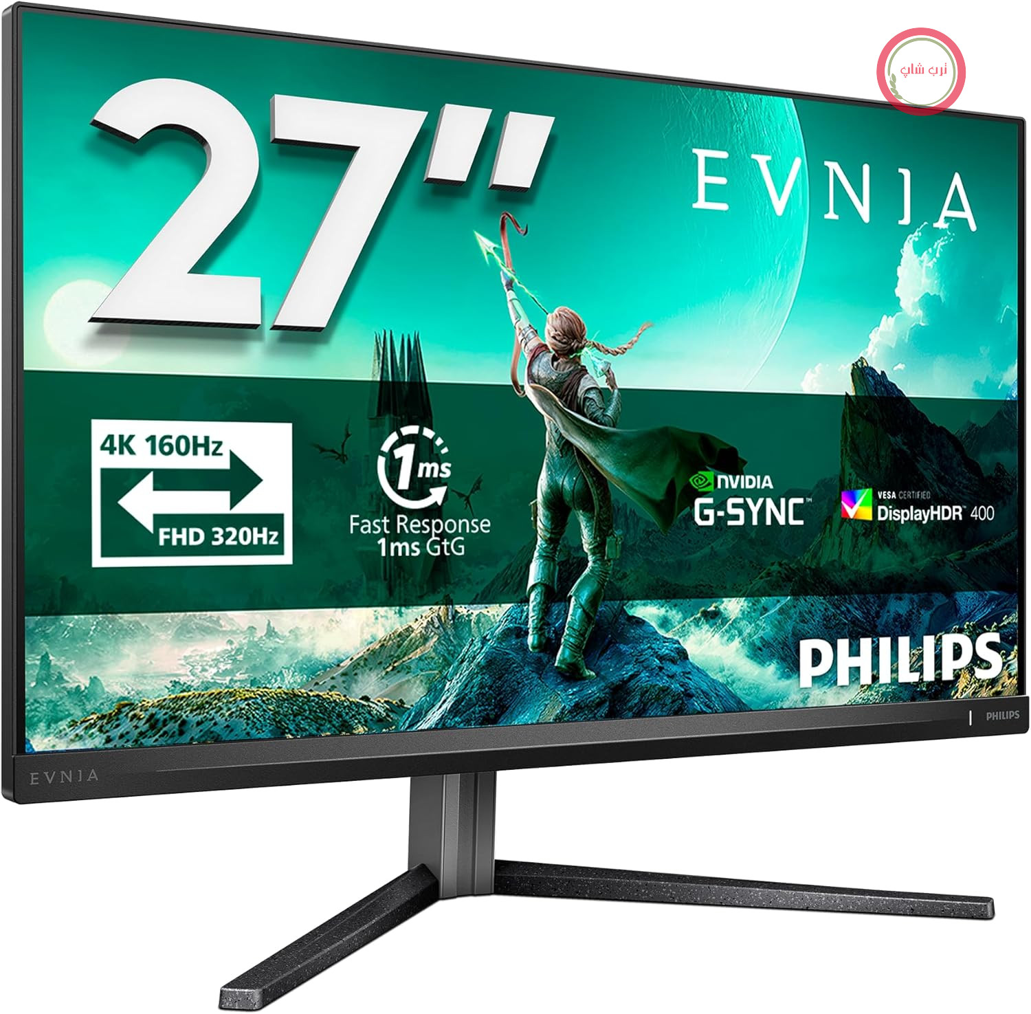 مانیتور بازی Philips Evnia 27M2N3800A - مانیتور بازی Zoll Ultra HD با کیفیت 27 اینچ، 160 هرتز، زمان پاسخ 0.5 میلی‌ثانیه، HDR400، G-Sync comp. (2X HDMI 2.1، 1x DisplayPort 1.4، هاب USB) از برند schwarz