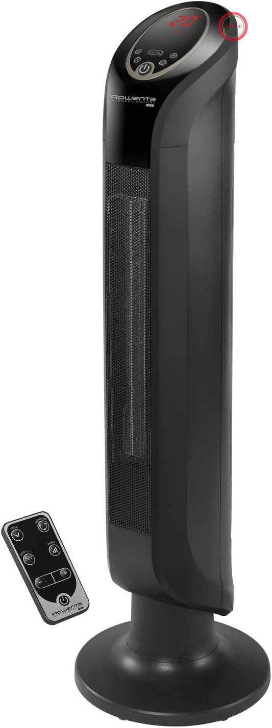 بخاری برج سرامیکی داغ روونتا آلمان Rowenta SO9420 Intense Comfort | بخاری فن دار | 2400 وات | بخاری برقی | کم مصرف | مناسب برای فضای داخلی، مشکی، 22.5 در 21.8 در 81.5 سانتی متر