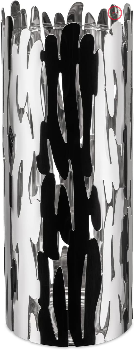 گلدان گل بارکواز مدل Alessi BM05 - استیل ضد زنگ 18/10 براق به همراه ظرف شیشه‌ای.