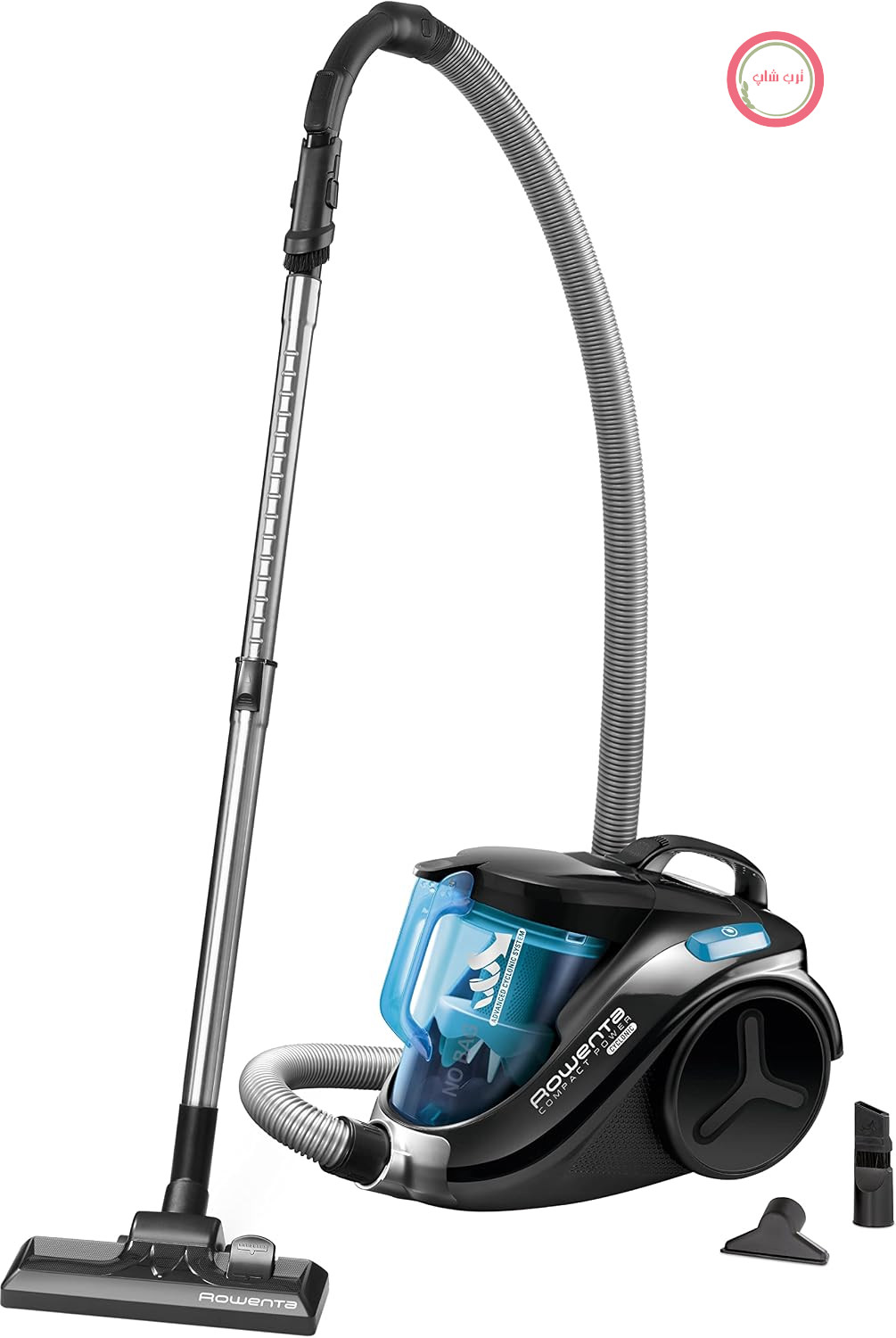 جارو برقی بدون کیسه روونتا آلمان Rowenta RO3731EA با مجموعه فیلتر جایگزین رایگان (750 وات = 2000 وات، فیلتر با راندمان بالا، برچسب انرژی 3 برابر A، جاروبرقی بدون کیسه، بسته بندی مشکی/آبی [کلاس انرژی A]