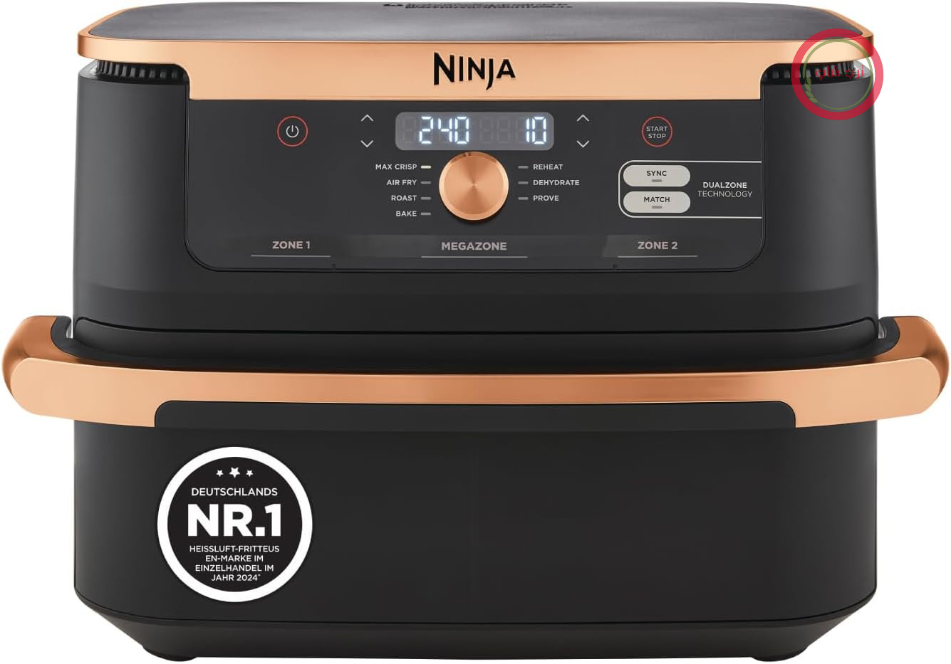 سرخ کن هوای گرم نینجا آمریکا Ninja Foodi AF500EUCP لیتر، دو منطقه ای، مشکی/مسی