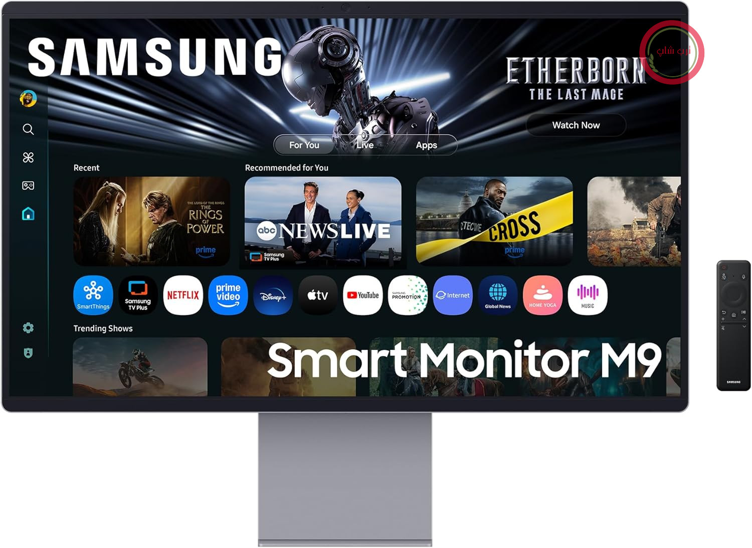 مانیتور هوشمند هوش مصنوعی سامسونگ M90F، سایز 32 اینچ، 4K، QD-OLED، وضوح تصویر 3840x2160، نرخ نوسازی 165 هرتز، زمان تأخیر 0.03 میلی‌ثانیه (G/G)، دوربین، بلندگو، هاب بازی، قابلیت ارتقاء کیفیت تصویر به 4K، کنترل صوتی، اپلیکیشن‌های تلویزیون هوشمند و ویژگی‌های هوش مصنوعی، HDR10+، پورت USB-C، مدل LS32FM900SUXEN