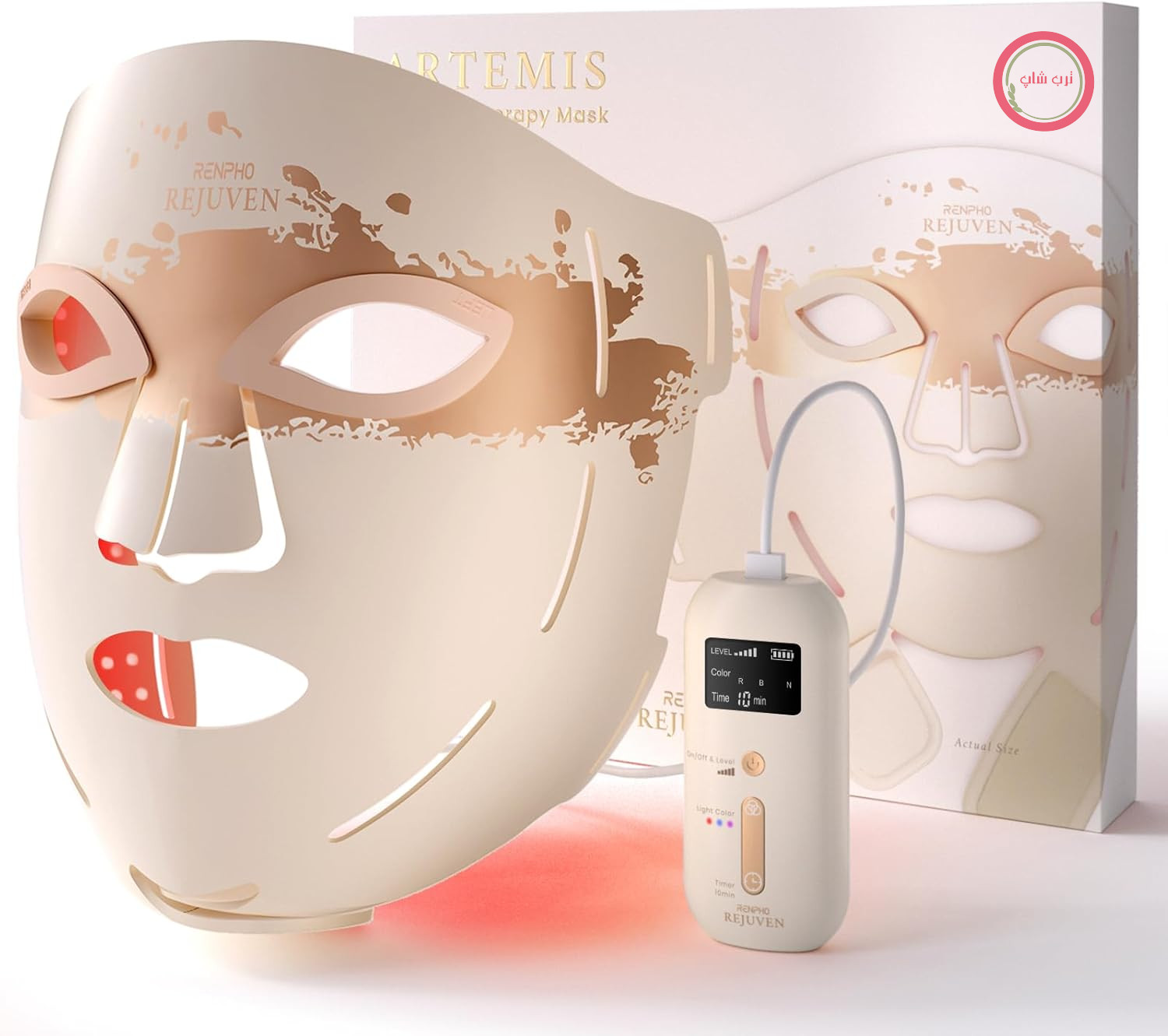 ماسک صورت رنفو آمریکا LED RENPHO با ۳۲۴ تراشه LED، ۶۳۰ نانومتر و ۸۵۰ نانومتر برای مراقبت از پوست