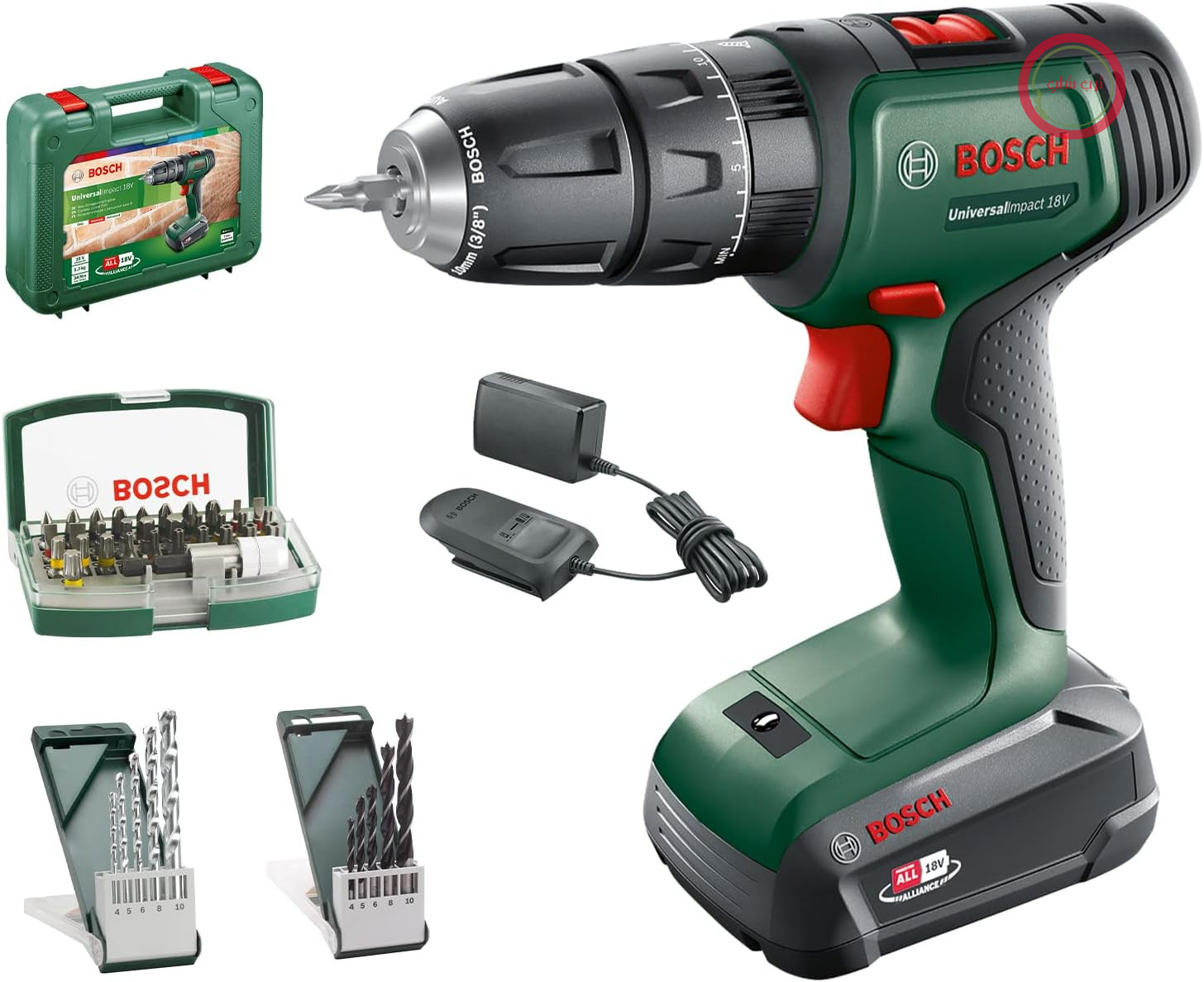 دریل چکشی شارژی بوش آلمان Bosch مدل UniversalImpact 18 ولت (1 باتری، سیستم 18 ولت، در جعبه)