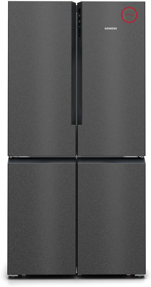یخچال فریزر درب فرانسوی زیمنس KF96NAXEA iQ500، ابعاد 183 در 91 سانتی‌متر، 405 لیتر خنک‌کنندگی + 200 لیتر انجماد، hyperFresh برای تازگی بیشتر، noFrost برای عدم نیاز به یخ‌زدایی مجدد، superCooling برای خنک‌کنندگی سریع‌تر، استیل ضد زنگ مشکی