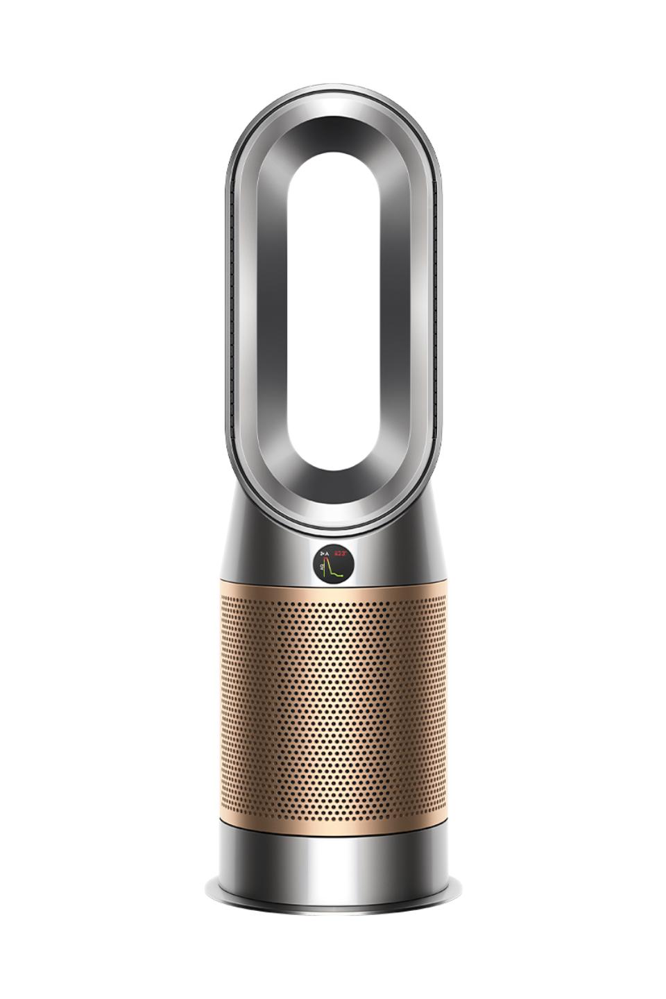 دستگاه تصفیه هوا دایسون انگلستان مدل Dyson Purifier Hot+Cool Formaldehyd HP09 با عملکرد گرمایشی در رنگ سفید/طلایی