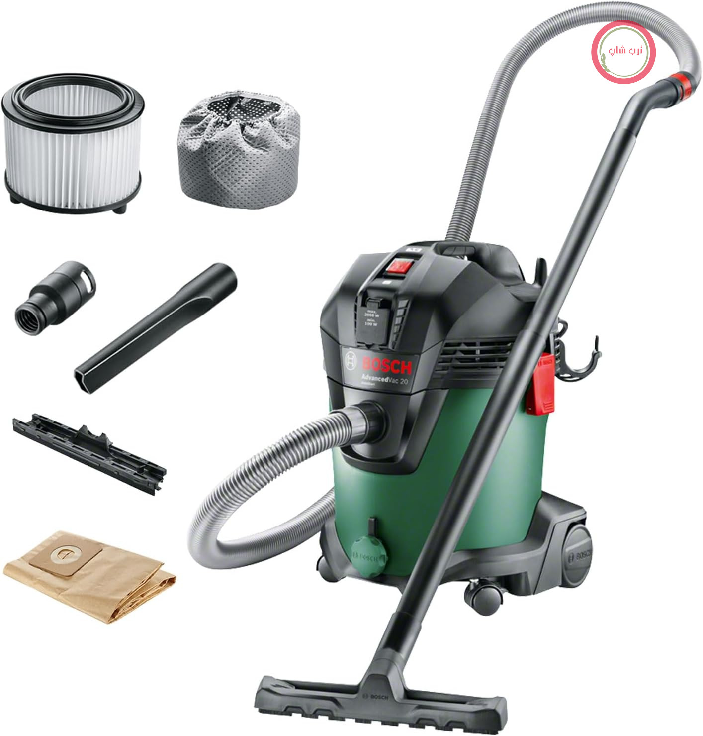 جاروبرقی صنعتی بوش آلمان Bosch مدل AdvancedVac 20 مخصوص آب و خاک، ۱۲۰۰ وات، حجم مخزن ۲۰ لیتر، در جعبه