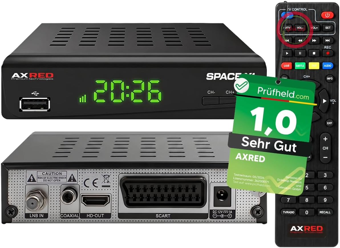 گیرنده ماهواره‌ای HDTV مدل AXRED Space X1 با قابلیت ضبط، قابلیت HD، Full HD، گیرنده ماهواره‌ای دیجیتال برای دیش ماهواره، تلویزیون ماهواره‌ای، گیرنده HD، HDMI