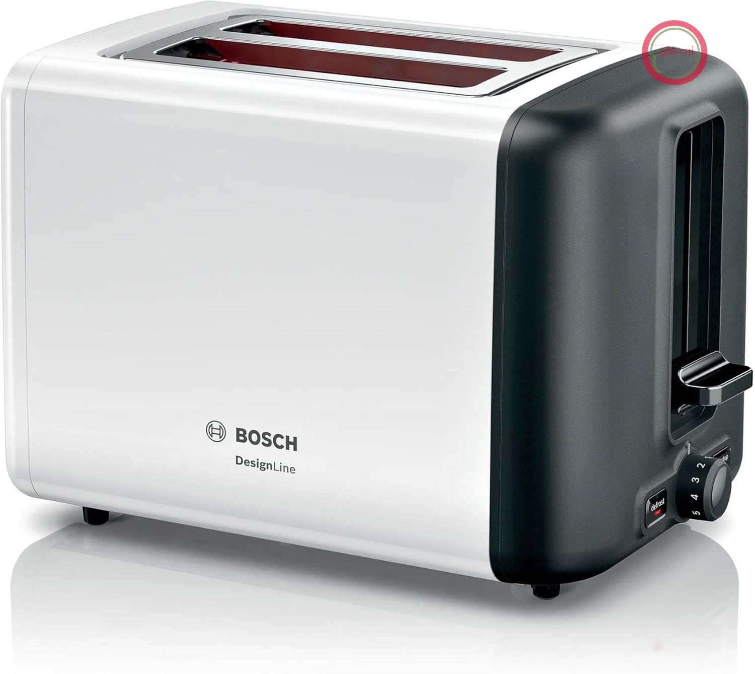 توستر استیل ضد زنگ Bosch TAT3P421GB DesignLine، دو برش، سفید