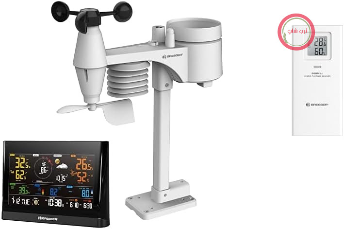 ایستگاه هواشناسی Bresser WiFi Comfort با سنسور حرفه‌ای 7 کاره و صفحه نمایش رنگی مدرن، مشکی و سنسور دماسنج/رطوبت سنج برای اندازه‌گیری دما و رطوبت