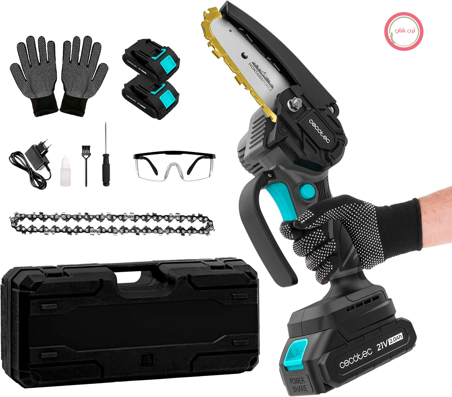 اره زنجیری هرس باغبانی شارژی سکوتک اسپانیا Cecotec MontanaForce 4000 با باتری، 21 ولت، 400 وات، سرعت 25000 دور