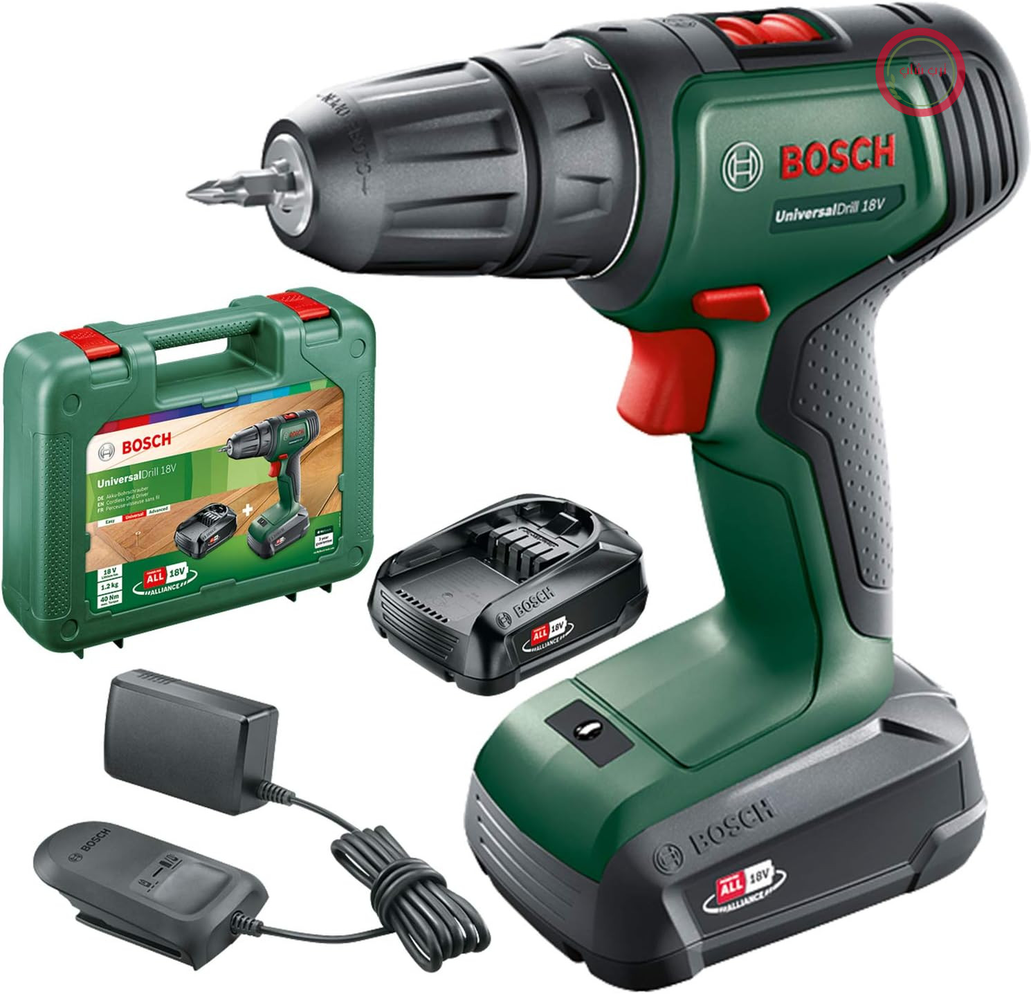 پیچ‌گوشتی شارژی بوش آلمان Bosch یونیورسال دریل ۱۸ ولت (۲ باتری، سیستم ۱۸ ولت، در جعبه)
