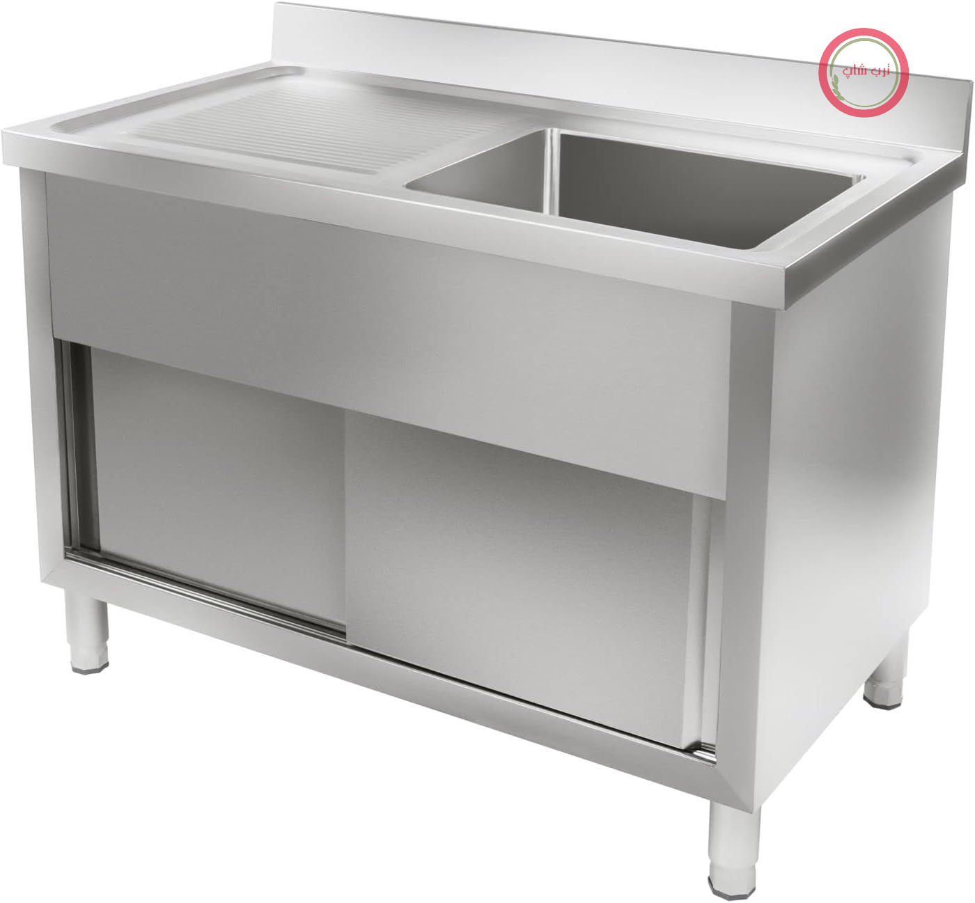 سینک ظرفشویی کابینتی صنعتی رویال کترینگ آلمان Royal Catering RCHS-1200WS (استیل ضد زنگ، درب کشویی، 65 × 120 × 95 سانتی‌متر، پایه 10 سانتی‌متر)