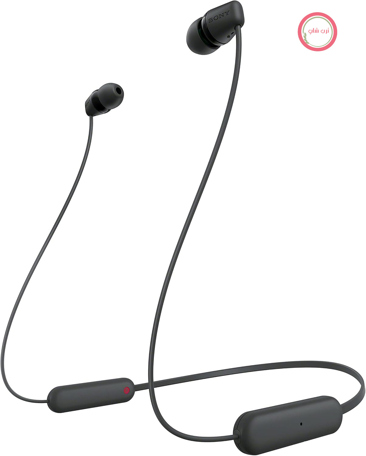 هدفون بی‌سیم داخل گوشی سونی WI-C100 (باتری تا ۲۵ ساعت، بهینه شده برای دستیارهای صوتی، میکروفون داخلی برای تماس‌های تلفنی، بلوتوث)، مشکی، کوچک