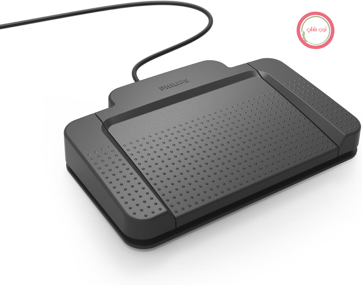 سوئیچ پایی USB فیلیپس ACC2320، طراحی 3 پدال، قابلیت جلو بردن سریع، پخش، عقب بردن سریع، سی دی با درایورها و نرم افزار پیکربندی، رنگ آنتراسیت