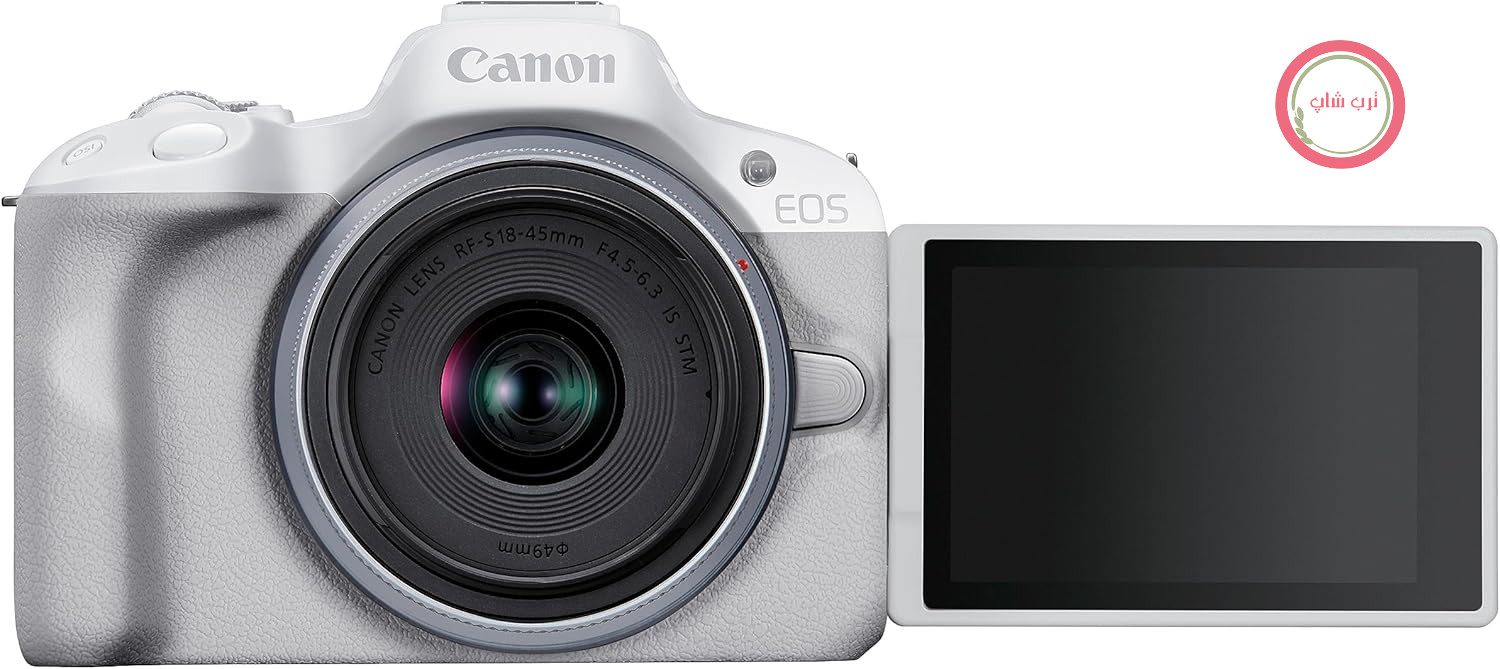 دوربین عکاسی و فیلم‌برداری کانن ژاپن EOS R50 + لنز RF-S 18-45 is STM (دوربین دیجیتال با فوکوس خودکار و تشخیص سوژه برای چشم، حیوانات، وسایل نقلیه، دوربین فیلمبرداری 4k، 15 فریم در ثانیه) سفید