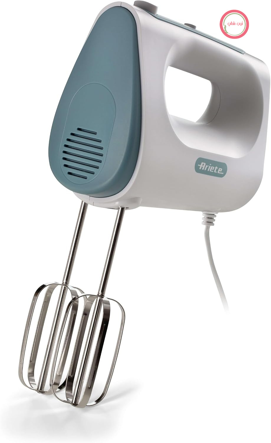 همزن دستی صبحانه Ariete 1545، 450 وات، 5 سرعته، عملکرد توربو، 2 همزن، رنگ سفید و فیروزه‌ای
