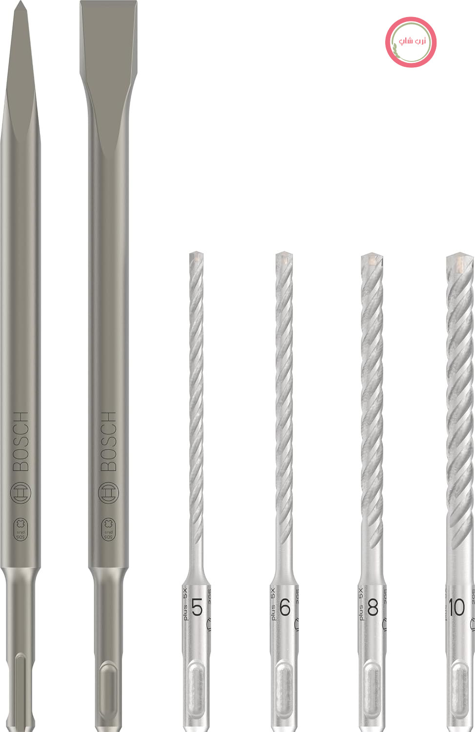 مجموعه مته و قلم چکشی 6 تکه SDS plus - 5 بوش اکسسوری