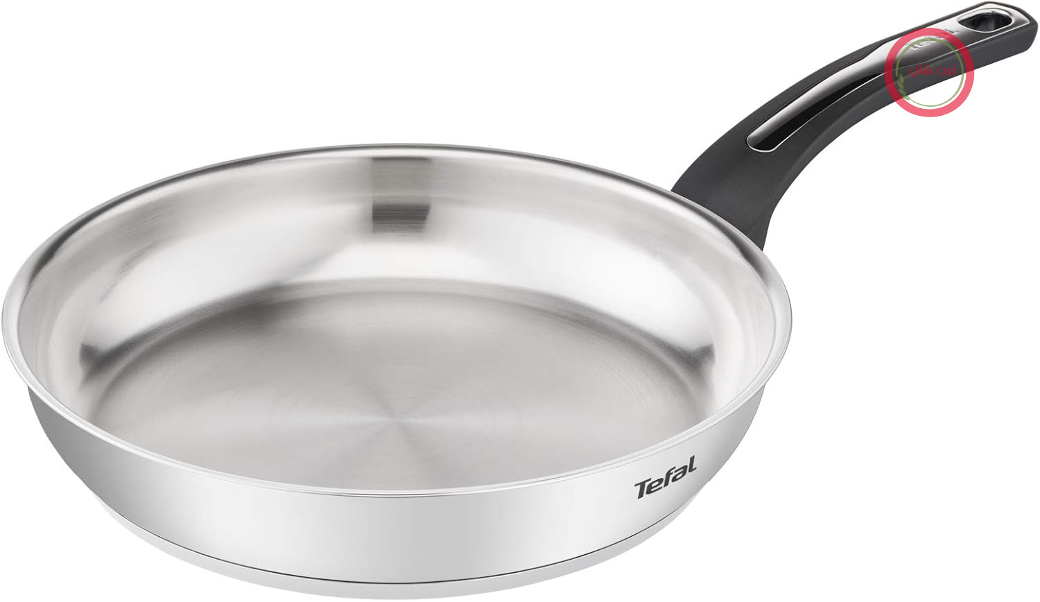 ماهیتابه تفال ایموشن E3010404، 24 سانتی‌متر، استیل ضد زنگ، کف ضخیم برای توزیع یکنواخت حرارت، طراحی زیبا، دسته محکم، سازگار با القا، نقره‌ای