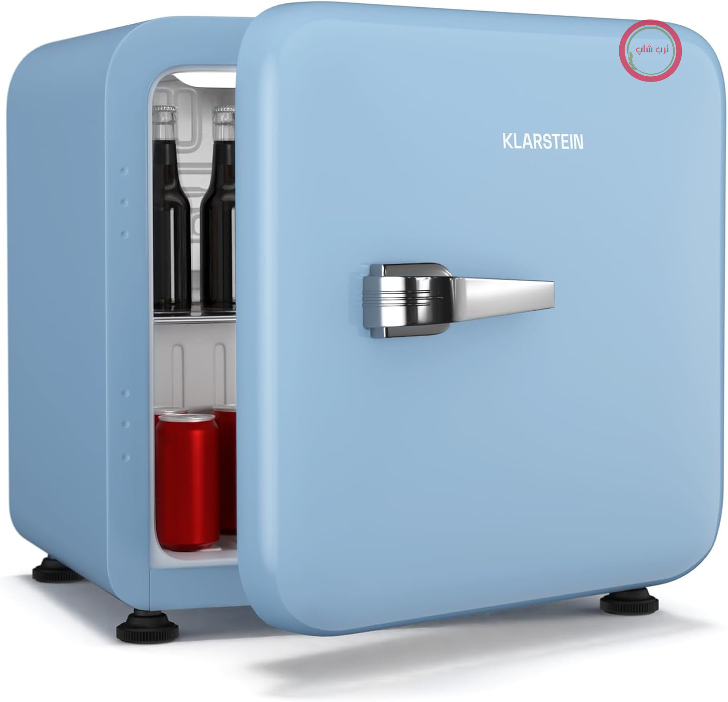 یخچال کوچک Klarstein Audrey Evo 43L - طراحی قدیمی، صدای کم ۴۰ دسی‌بل، یخچال جمع و جور با پایه‌های قابل تنظیم و درب دو طرفه، ترموستات مکانیکی، سفید، ایده‌آل برای اتاق خواب و دفاتر