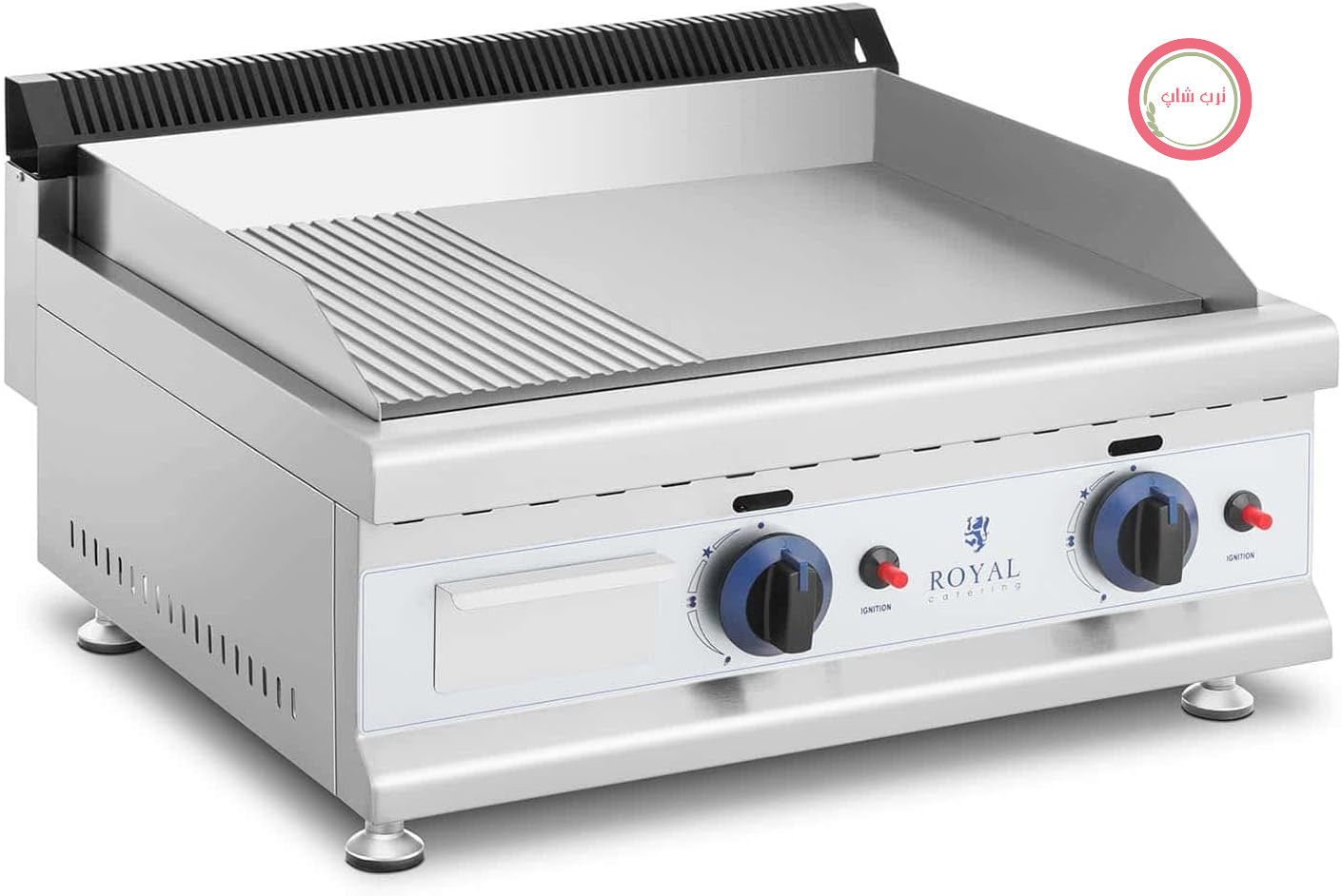 گریل گازی دو شعله صنعتی رویال کترینگ آلمان Royal Catering RC-GGHR600، ابعاد ۶۰ در ۴۰ سانتی‌متر، سطح صاف/آجدار، ۲ عدد، توان ۳۱۰۰ وات، قدرت ۲۰ میلی‌بار، گاز طبیعی