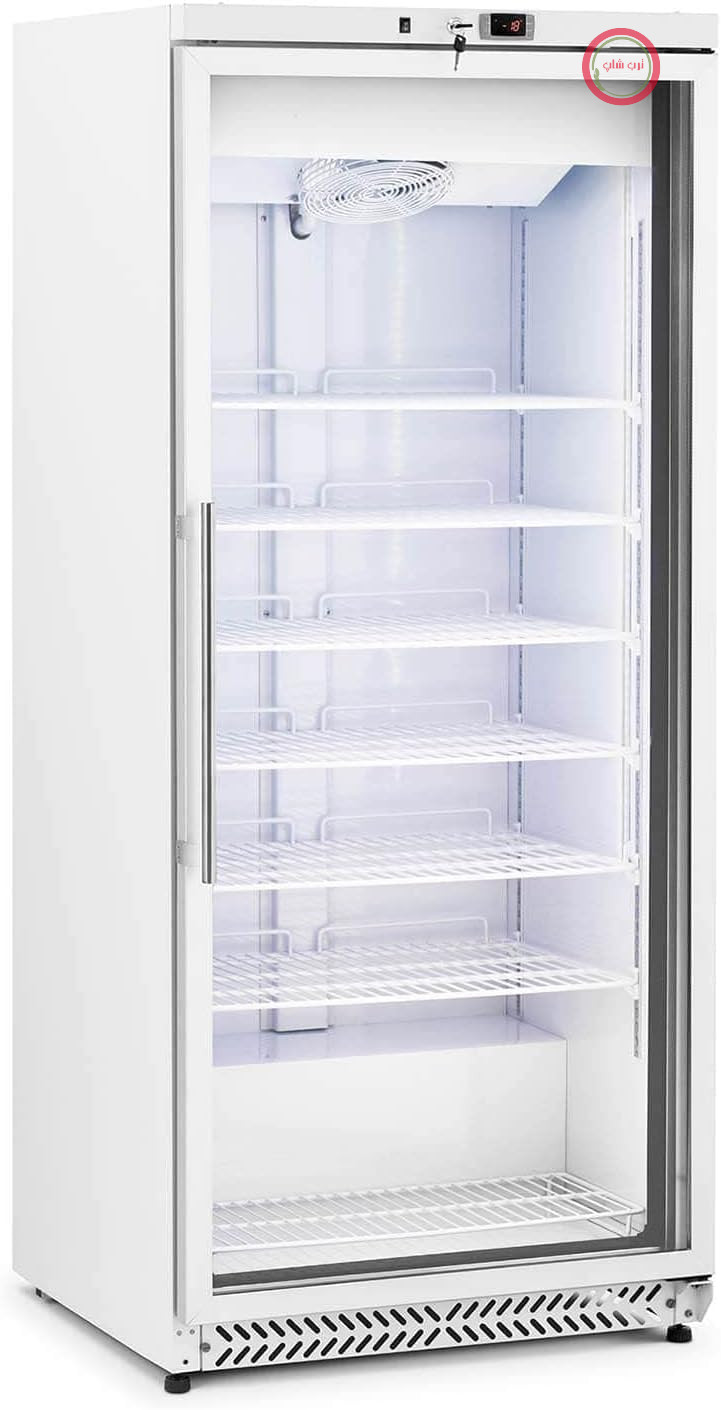 فریزر بزرگ و عمیق رویال کترینگ Royal Catering RCLK-F590GB، 580 لیتر، 492 وات، درب شیشه‌ای، نقره‌ای، مبرد R290