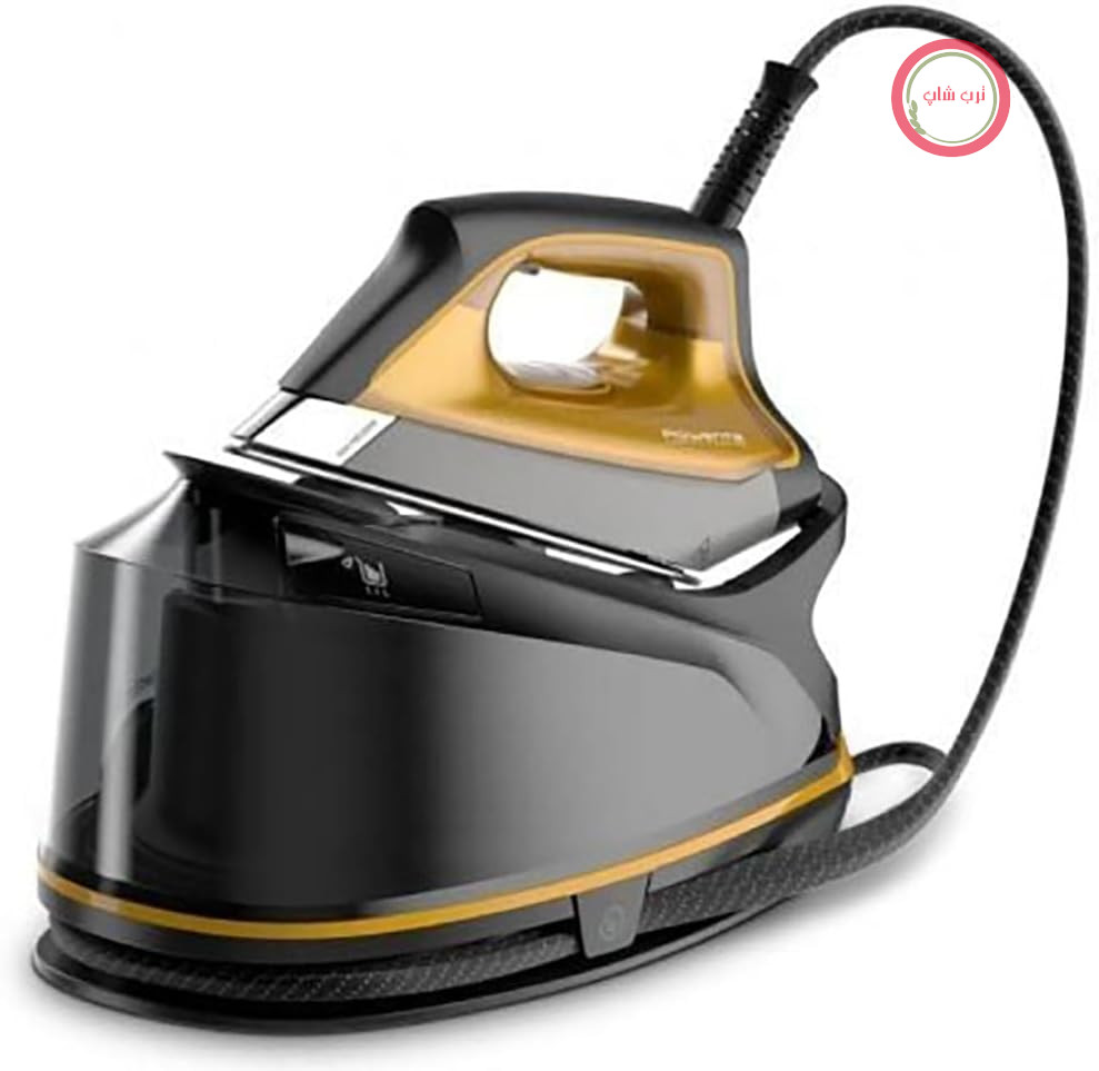 اتو بخار مخرن دار روونتا آلمان مدل DG7644 Compact Steam Pro | 2200 وات | افزایش بخار اضافی: 325 گرم در دقیقه | ظرفیت مخزن: 1100 میلی لیتر | مشکی/زرد