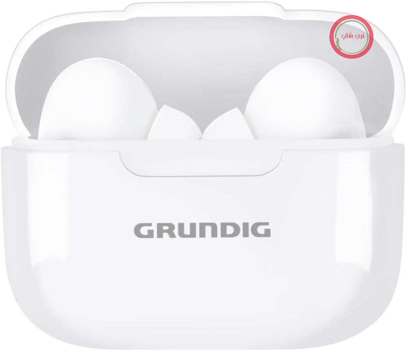 هدفون بلوتوث بی‌سیم Grundig - هدفون بلوتوث داخل گوشی با میکروفون - هدفون بلوتوث داخل گوشی با کنترل لمسی - هدفون بی‌سیم با کیس شارژ، سفید