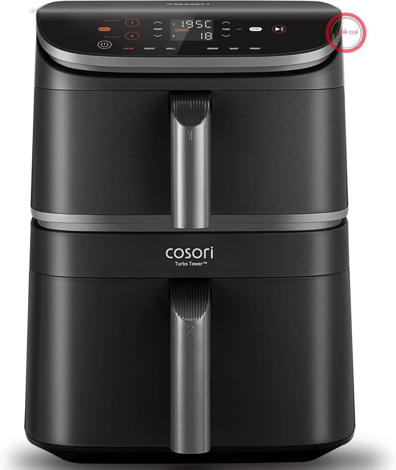 سرخ کن بدون روغن COSORI Turbo Tower CAF-DC111، 10.8 لیتر با سبدهای عمودی، پخت و پز کم جا با 3 سطح، 2630 وات، 6 عملکرد، 2 موتور DC، بیش از 50 دستور پخت آنلاین