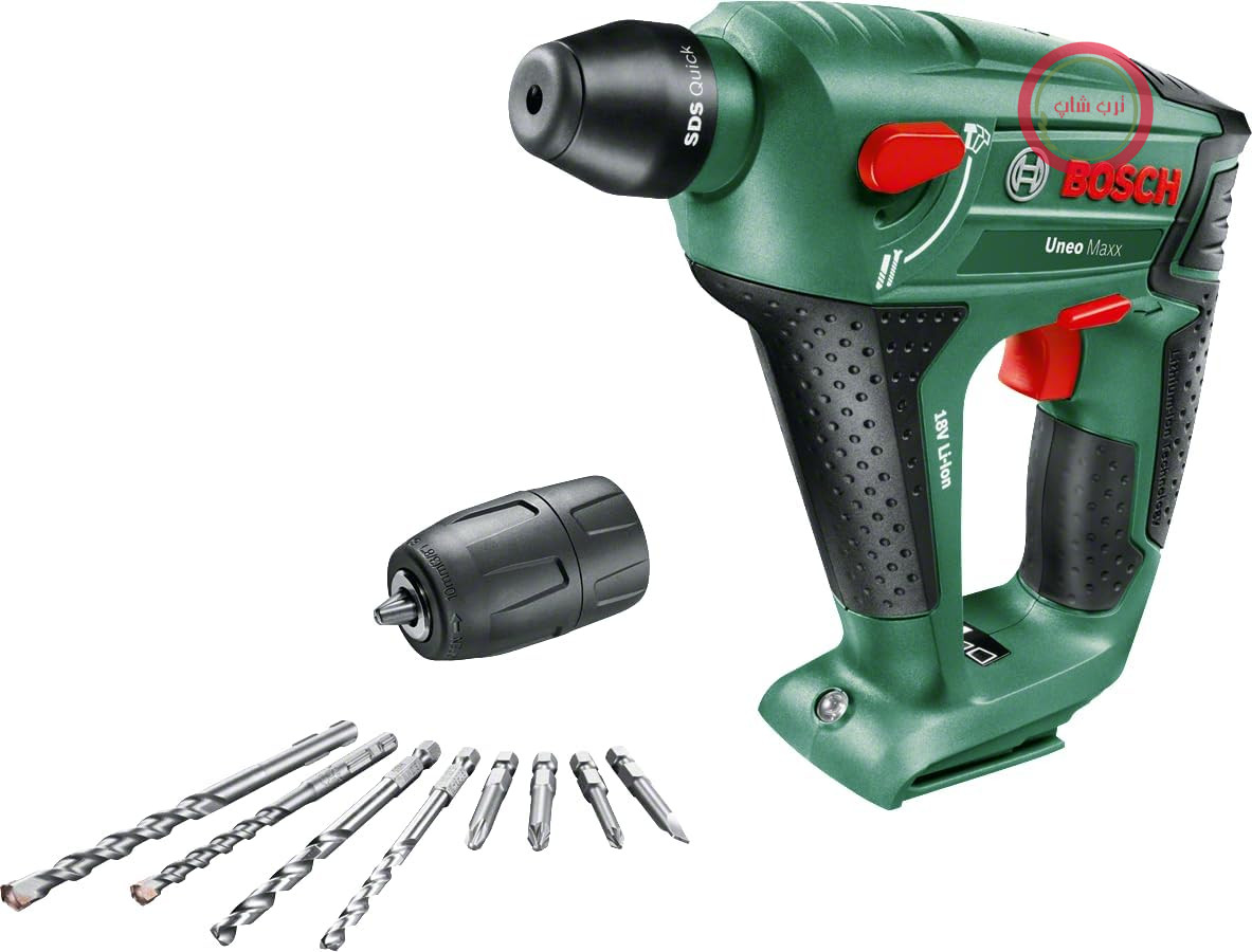 دریل چکش دوار بی‌سیم بوش آلمان Bosch UneoMaxx با آداپتور ساقه گرد (بدون باتری، سیستم ۱۸ ولت، در جعبه