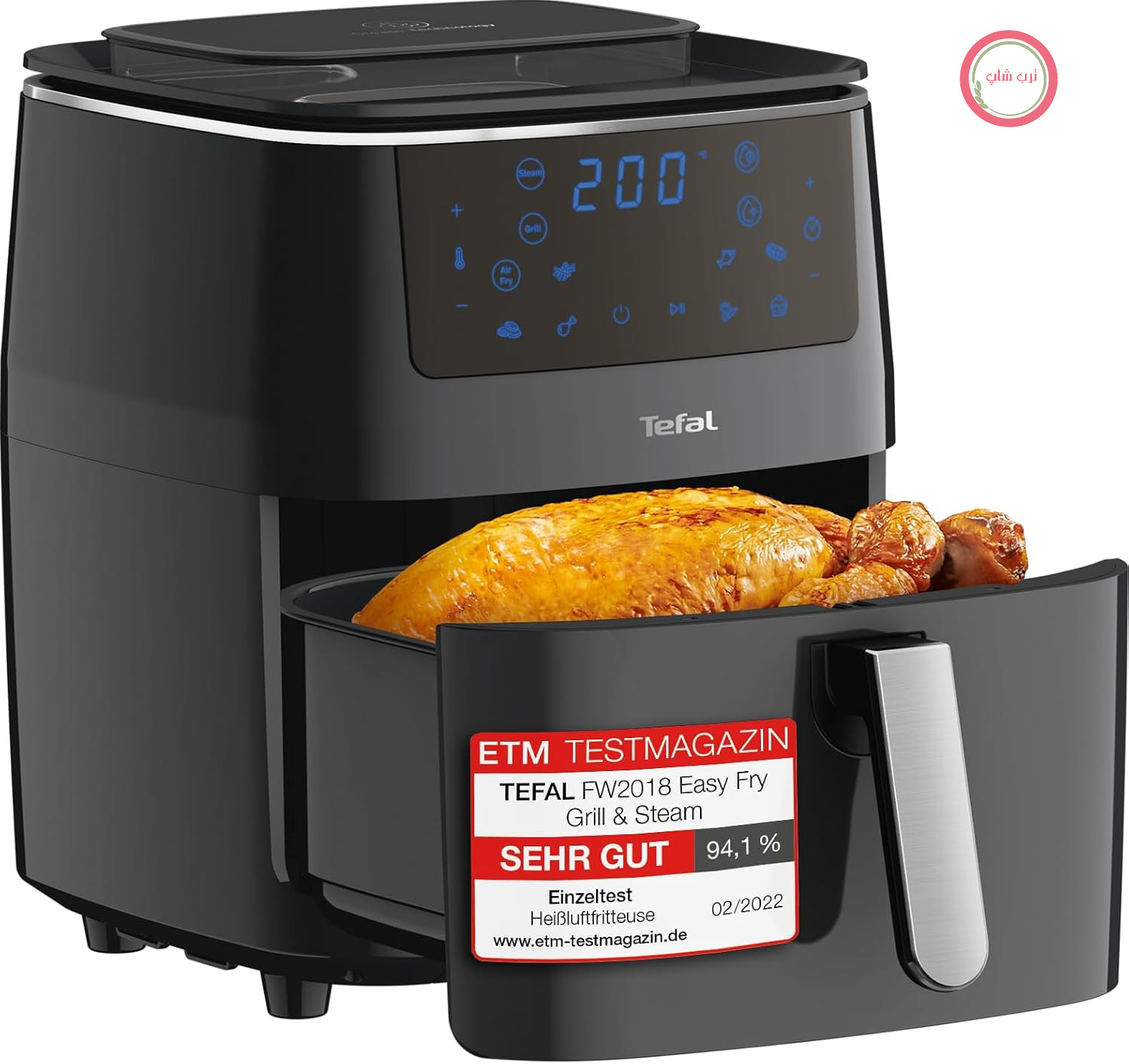 سرخ کن تفال مدل Easy Fry Grill & Steam Air Fry، سه کاره (سرخ کن، گریل و بخارپز)، ۷ برنامه اتوماتیک، ۶.۵ لیتر، صرفه جویی در مصرف انرژی، سرخ کن سالم و بدون روغن، مشکی، FW2018