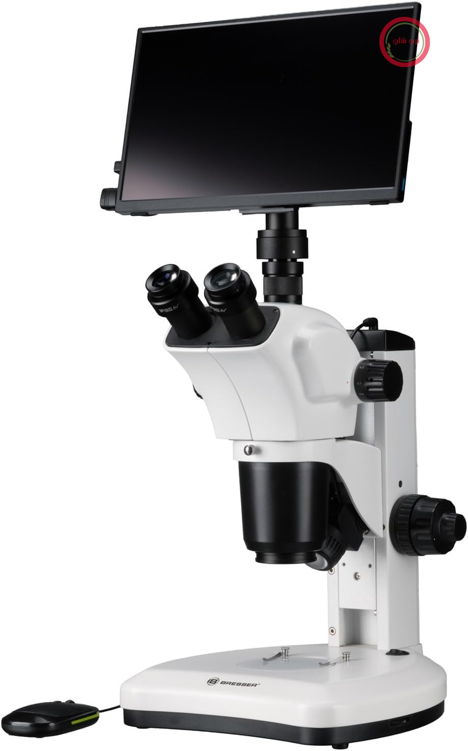 استریومیکروسکوپ دیجیتال Bresser با دوربین و صفحه نمایش 7x-63x، کیفیت Full HD | نور تابشی و عبوری، سه چشمی، صفحه نمایش 13.3 اینچی HDMI، بزرگنمایی 9 برابر، فاصله کاری 100 میلی متر، لحیم کاری، بدون نیاز به کامپیوتر