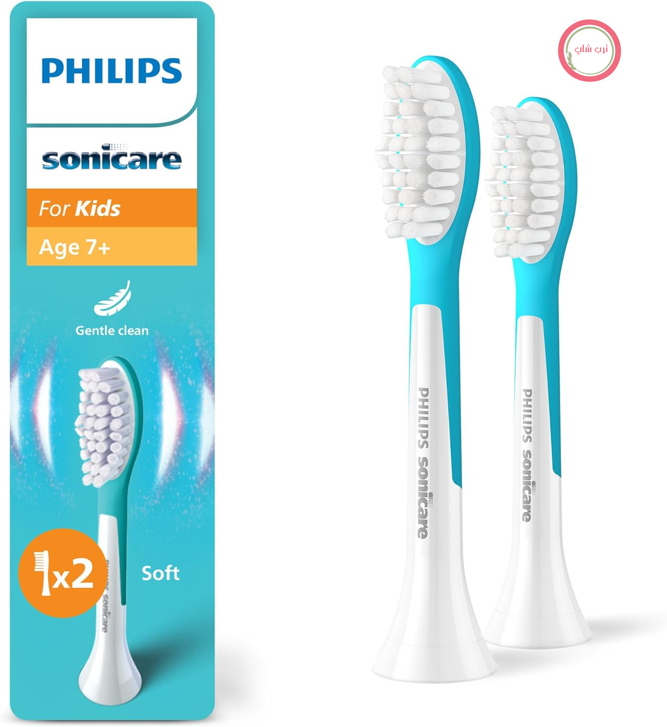 سری‌های مسواک جایگزین اصلی Philips Sonicare For Kids HX6042/90 برای کودکان 7 سال به بالا، بسته 2 عددی