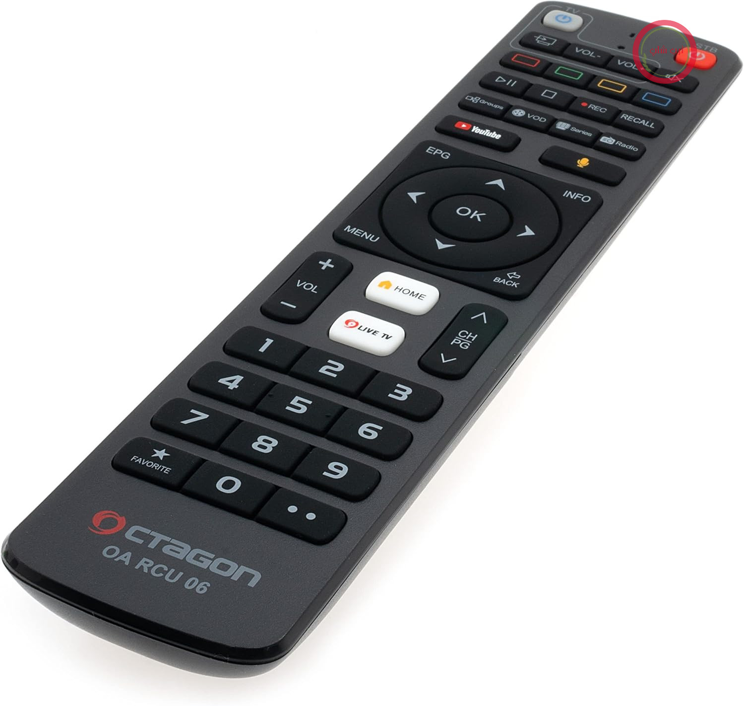 کنترل از راه دور اصلی Octagon OA RCU 06 برای تلویزیون اندروید Spirit 4K و تلویزیون اندروید Spirit PRO 4K - عملکرد 2 در 1: بدون نیاز به برنامه نویسی برای گیرنده شما و قابل برنامه ریزی برای تلویزیون شما، کنترل از راه دور