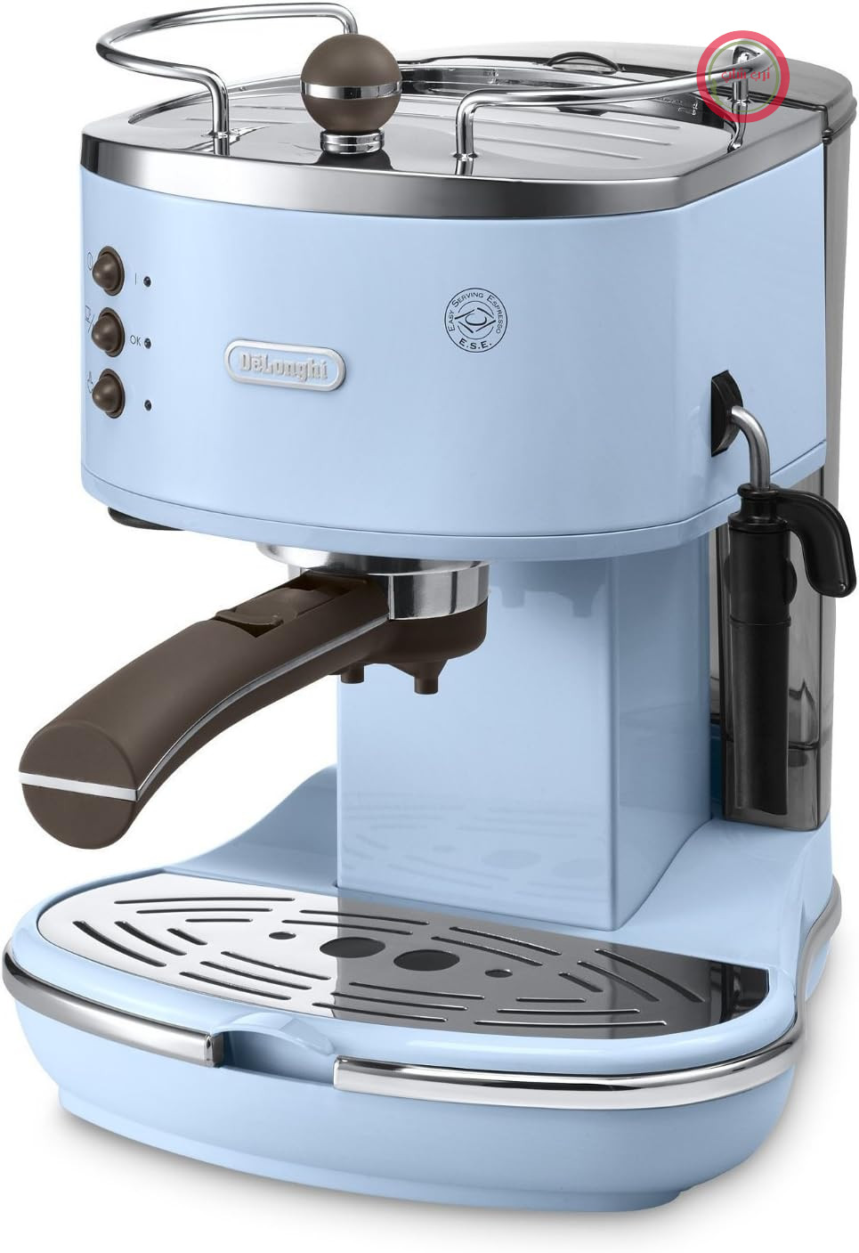 دستگاه اسپرسوساز De'Longhi Icona Vintage ECOV 311.AZ به سبک قدیمی با کف‌ساز شیر دستی، برای قهوه آسیاب‌شده یا کپسول‌های ESE، مخزن آب ۱.۴ لیتری، آبی