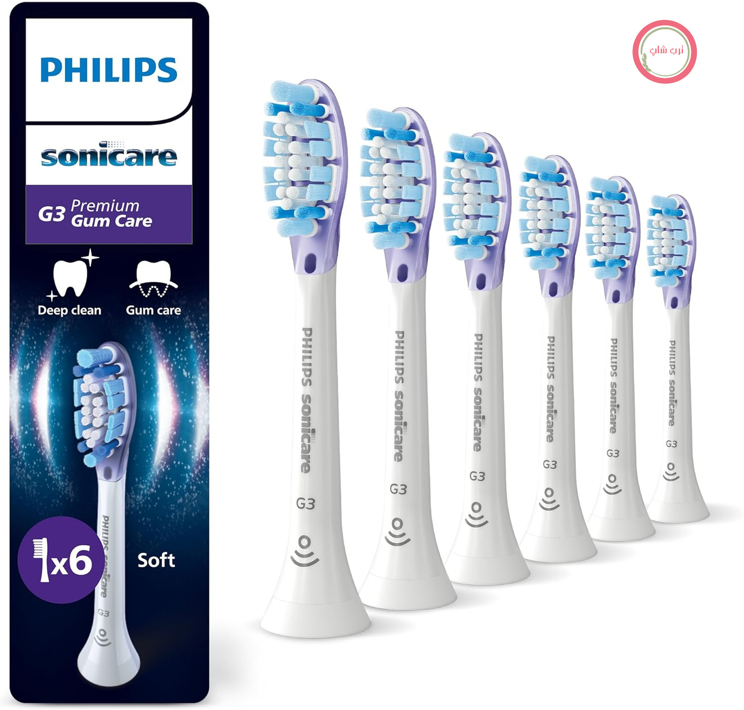 سری مسواک‌های جایگزین اصلی Philips Sonicare G3 Premium Gum Care، سفید، بسته 6 عددی، HX9056/87