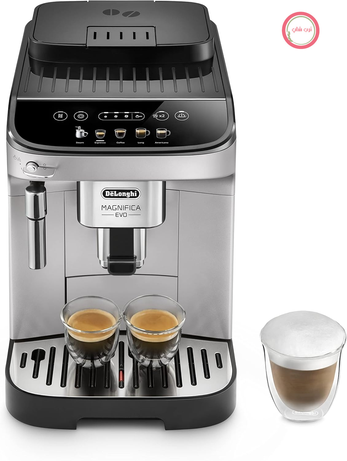 دستگاه قهوه ساز تمام اتوماتیک De’Longhi Magnifica Evo - Perfetto با کف ساز شیر کلاسیک، 4 نوشیدنی تک لمسی، کاپوچینو، دستگاه قهوه اسپرسو، پنل کنترل لمسی نرم، نقره‌ای (ECAM292.33.SB)