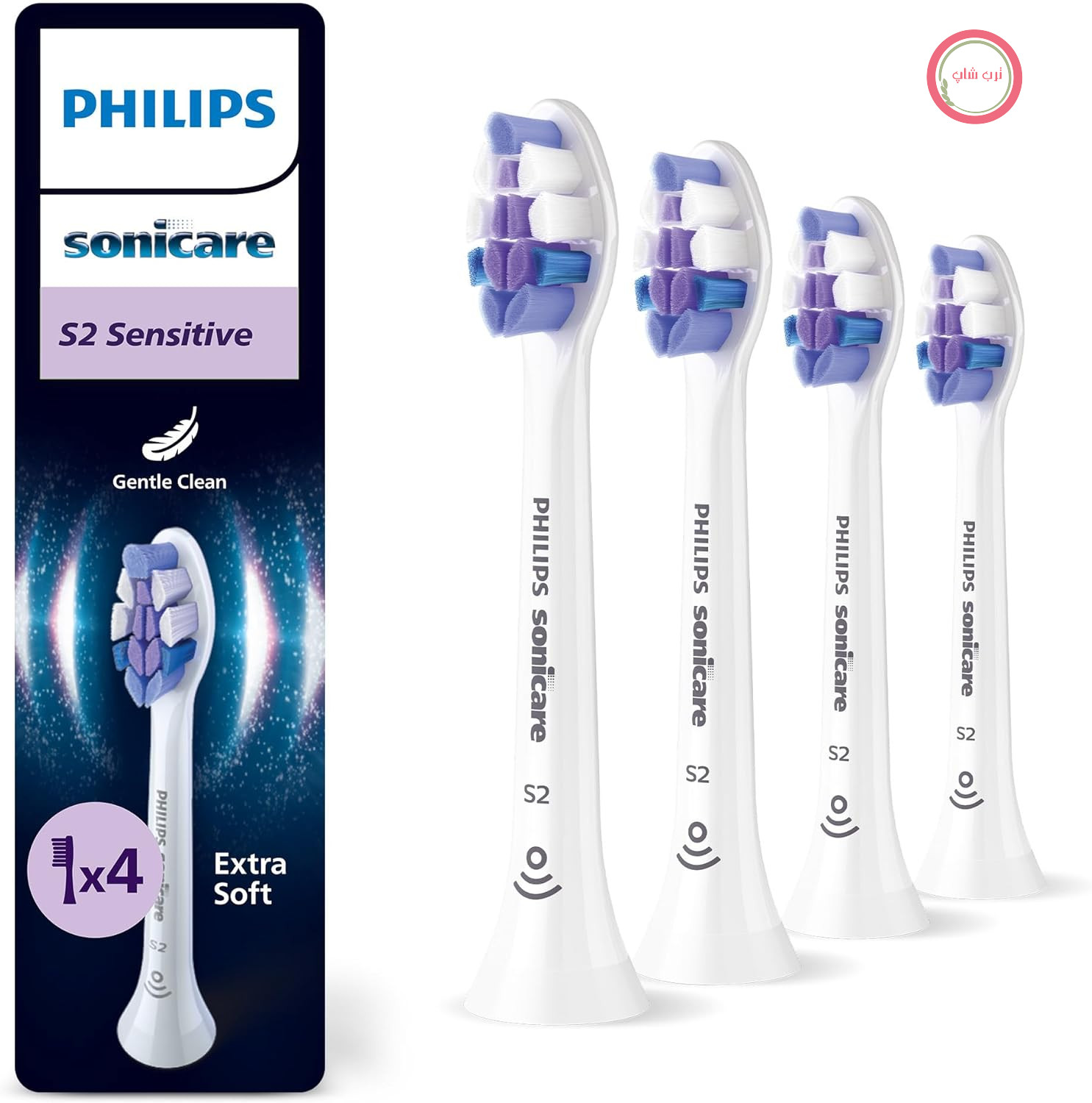 سری‌های برس جایگزین اصلی Philips Sonicare S2 Sensitive، سفید، بسته ۴ عددی، HX6054/87