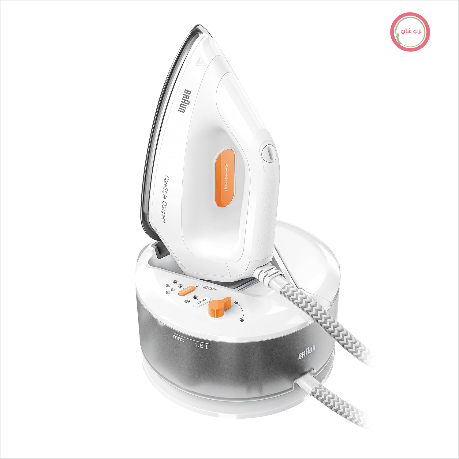 اتو بخار براون CareStyle Compact IS 2132 WH - اتو بخار با کفی FreeGlide 3D، بخار عمودی، 2400 وات، فشار پمپ 5.5 بار، افزایش بخار 400 گرم در دقیقه، مخزن آب بزرگ 1.5 لیتری، سفید