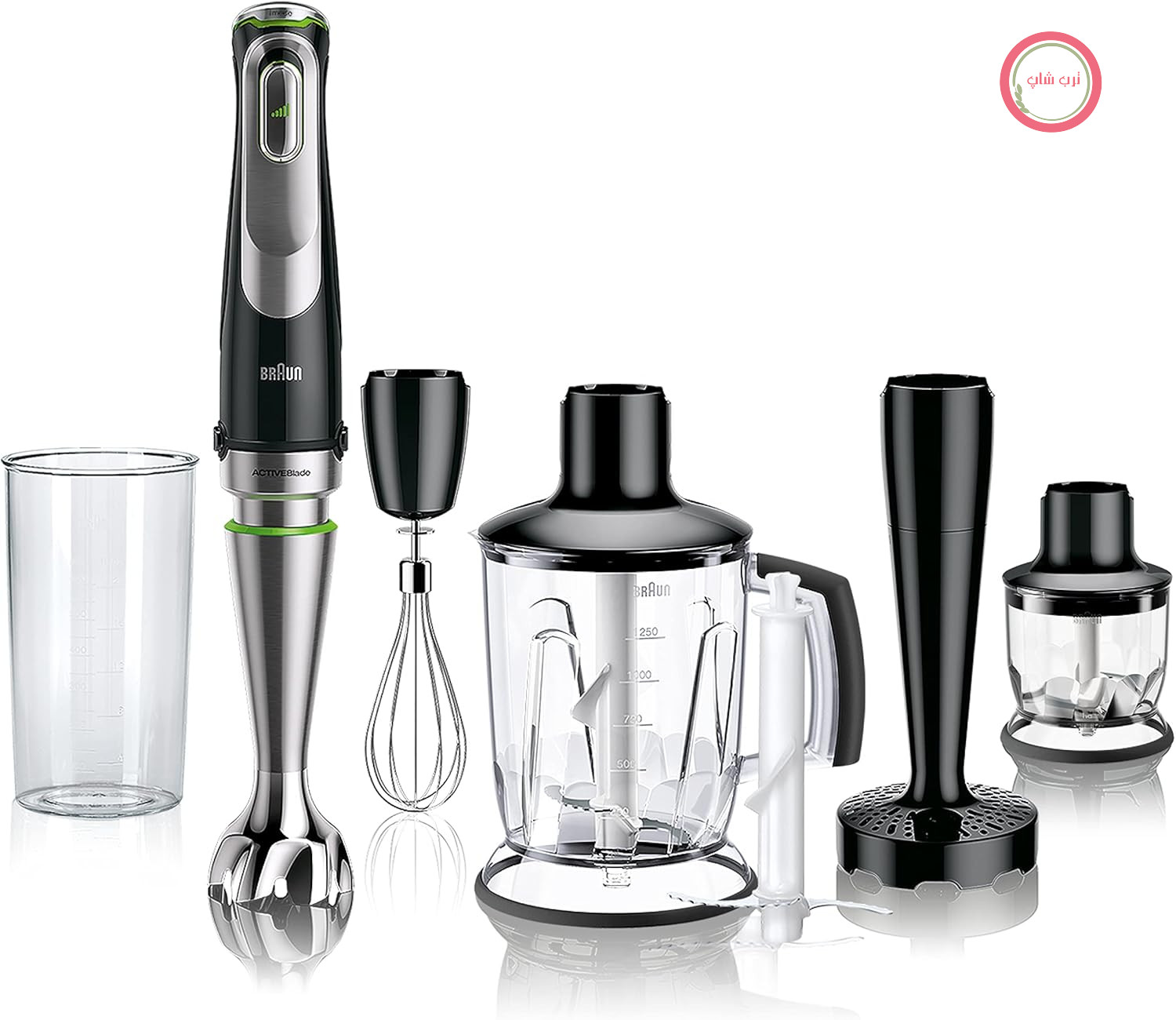 مخلوط کن دستی Braun MultiQuick 9 MQ - با Active PowerDrive و SplashControl، شامل خردکن، له کننده سبزیجات، مخلوط کن، خردکن و همزن، 1200 وات، مشکی/استیل ضد زنگ