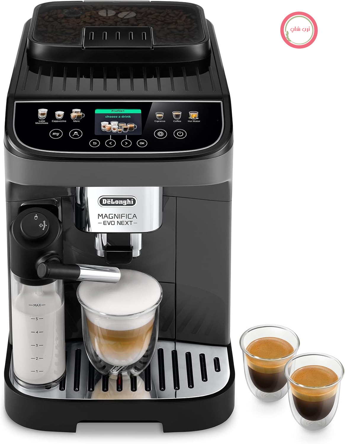 دستگاه قهوه ساز تمام اتوماتیک De'Longhi Magnifica Evo Next ECAM310.60.GB، مخصوص دانه‌های قهوه، شیرساز اتوماتیک برای کاپوچینو، 10 دستور پخت قابل تنظیم، صفحه نمایش رنگی لمسی نرم، خاکستری/مشکی
