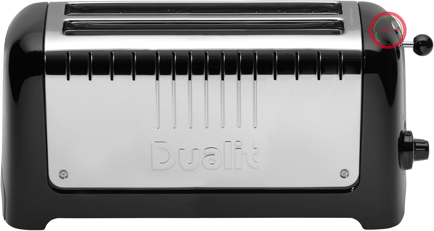 توستر Dualit LITE، مشکی، ۴ برش نان، شیارهای ۳۶ میلی‌متری، قابلیت پخت نان شیرینی حلقوی