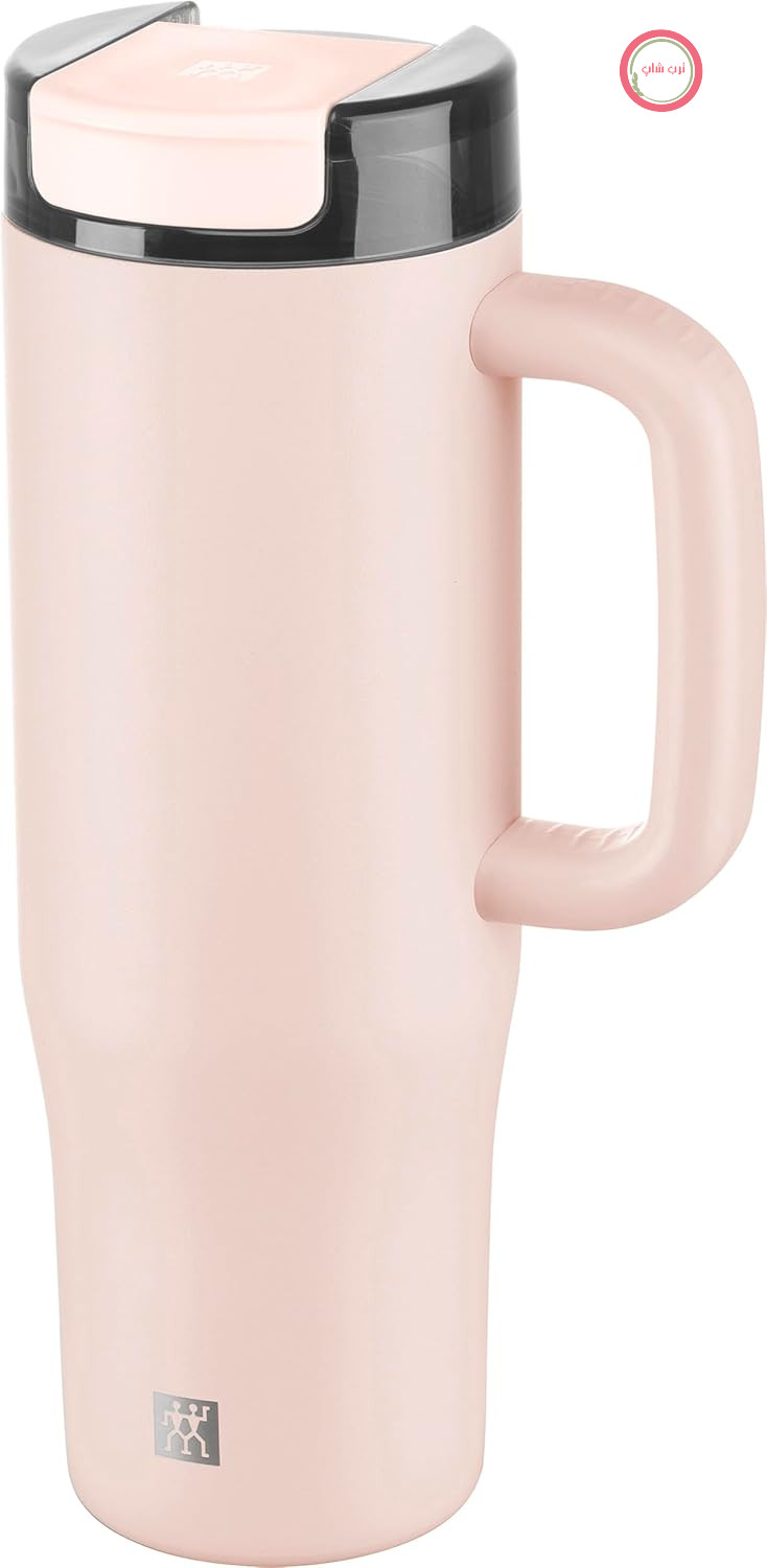 فنجان حرارتی ZWILLING THERMO PLUS با لوله - 900 میلی لیتر - فنجان - تا 12 ساعت سرد - دو جداره - ضد نشت - سبک - قابل شستشو در ماشین ظرفشویی - بدون BPA - صورتی