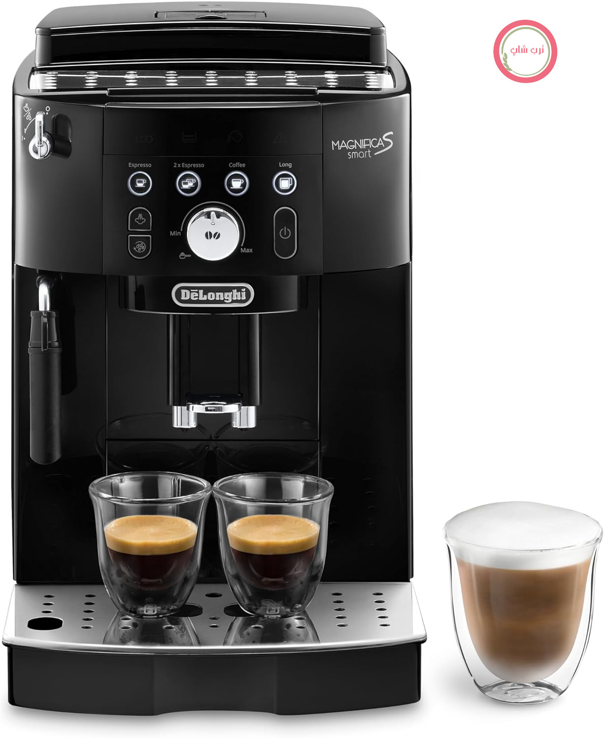 دستگاه قهوه ساز تمام اتوماتیک De'Longhi Magnifica S Smart ECAM 230.13.B با قابلیت کف سازی شیر برای کاپوچینو، اسپرسو، قهوه و قهوه دمی بلند، دکمه‌های انتخاب مستقیم و کنترل چرخشی، عملکرد ۲ فنجان، مشکی
