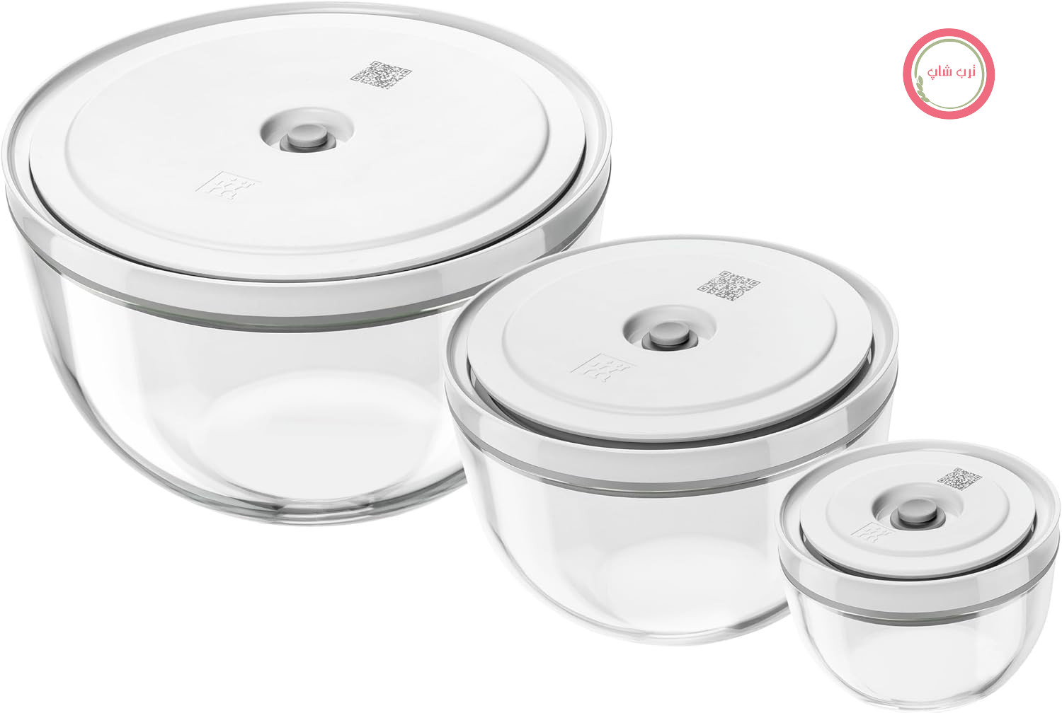 ست بشقاب و کاسه ضدبو زولینگ آلمان ZWILLING Fresh & Save - 6 تکه - ابعاد: کوچک (12 سانتی متر)، متوسط (18 سانتی متر)، بزرگ (24 سانتی متر) - جنس شیشه - رنگ: خاکستری