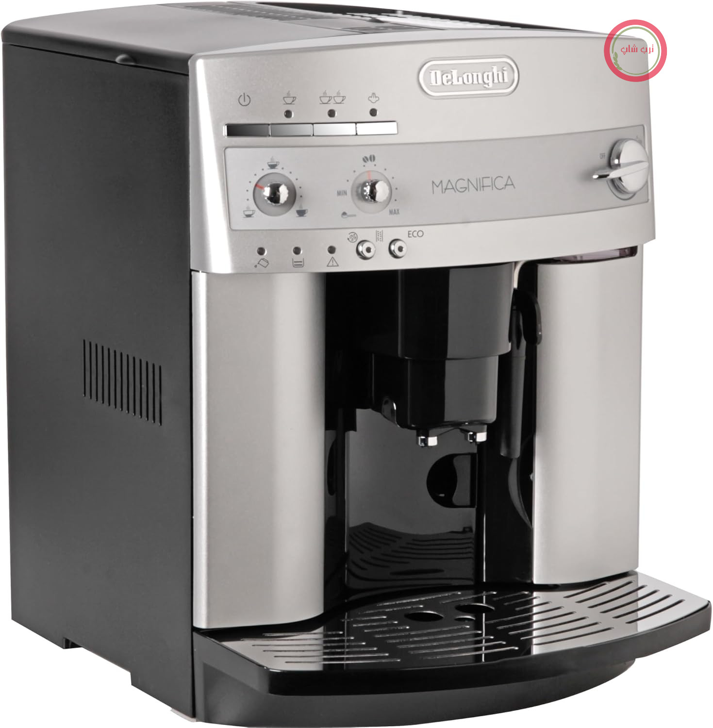 دستگاه قهوه ساز تمام اتوماتیک De'Longhi Magnifica ESAM 3200.S با کف ساز شیر برای کاپوچینو، با دکمه انتخاب مستقیم اسپرسو، عملکرد ۲ فنجان، مخزن آب بزرگ ۱.۸ لیتری، خاکستری/نقره‌ای