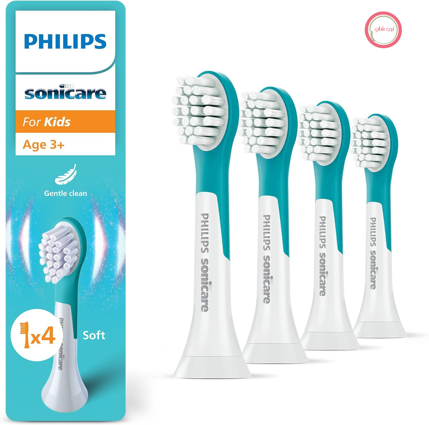 سری مسواک‌های جایگزین اصلی Philips Sonicare For Kids HX6034/90 برای کودکان 3 سال به بالا، بسته 4 عددی