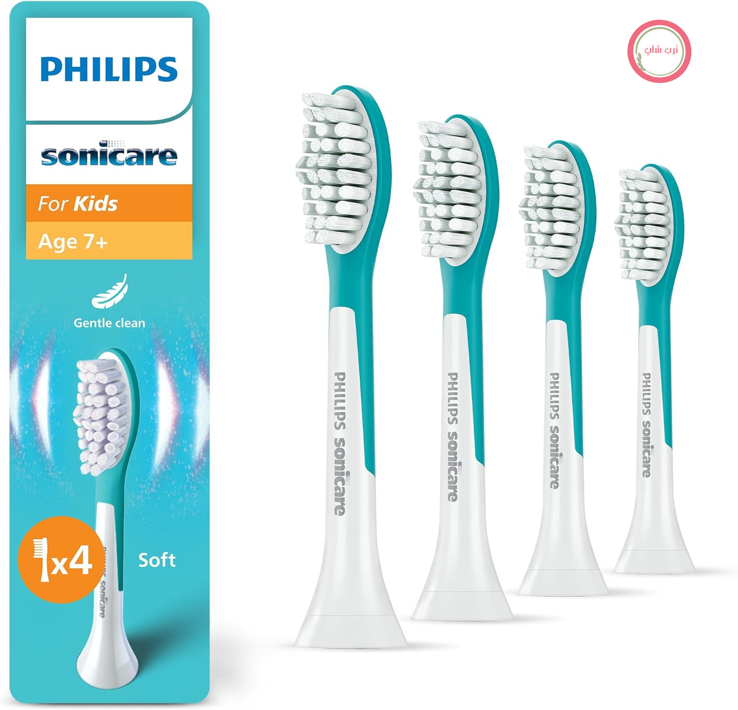 سری مسواک‌های جایگزین اصلی Philips Sonicare For Kids HX6044/90 برای کودکان 7 سال به بالا، بسته 4 عددی